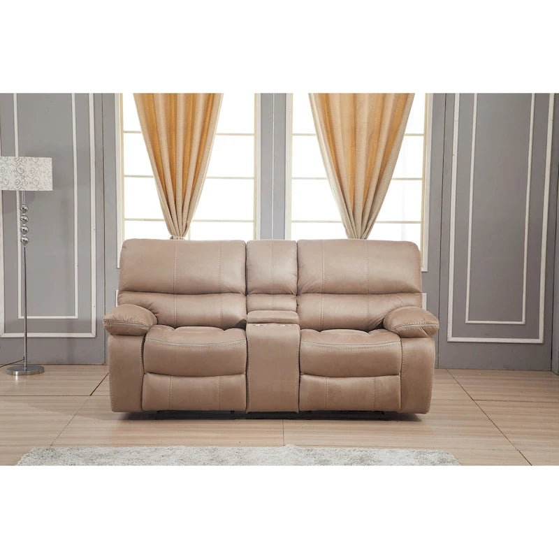 Divanetto a 2 posti reclinabile manualmente in microfibra Betsy Furniture con console 8007