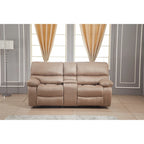 Divanetto a 2 posti reclinabile manualmente in microfibra Betsy Furniture con console 8007