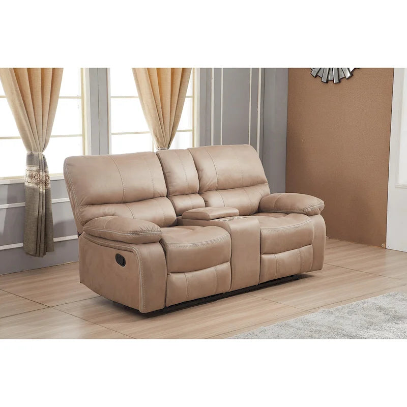Divanetto a 2 posti reclinabile manualmente in microfibra Betsy Furniture con console 8007