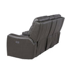 Sofá biplaza reclinable eléctrico Newport de cuero flor superior con consola, de Greyson Living