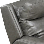 Sofá biplaza reclinable eléctrico Newport de cuero flor superior con consola, de Greyson Living