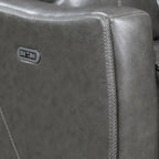 Sofá biplaza reclinable eléctrico Newport de cuero flor superior con consola, de Greyson Living