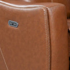 Sofá biplaza reclinable eléctrico Newport de cuero flor superior con consola, de Greyson Living