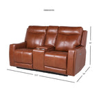 Sofá biplaza reclinable eléctrico Newport de cuero flor superior con consola, de Greyson Living