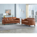 Hydeline Maui set van bank en loveseat van volnerfleer met veren, traagschuim en veren