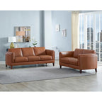 Hydeline Maui set van bank en loveseat van volnerfleer met veren, traagschuim en veren