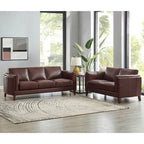 Hydeline Maui set van bank en loveseat van volnerfleer met veren, traagschuim en veren