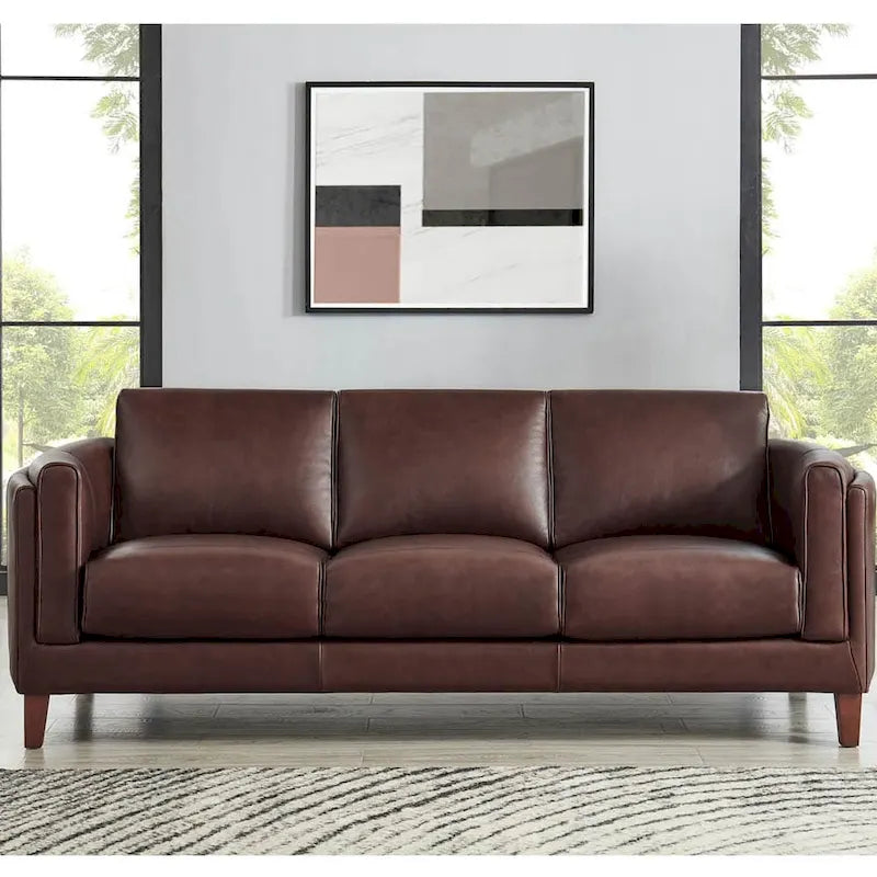 Hydeline Maui set van bank en loveseat van volnerfleer met veren, traagschuim en veren