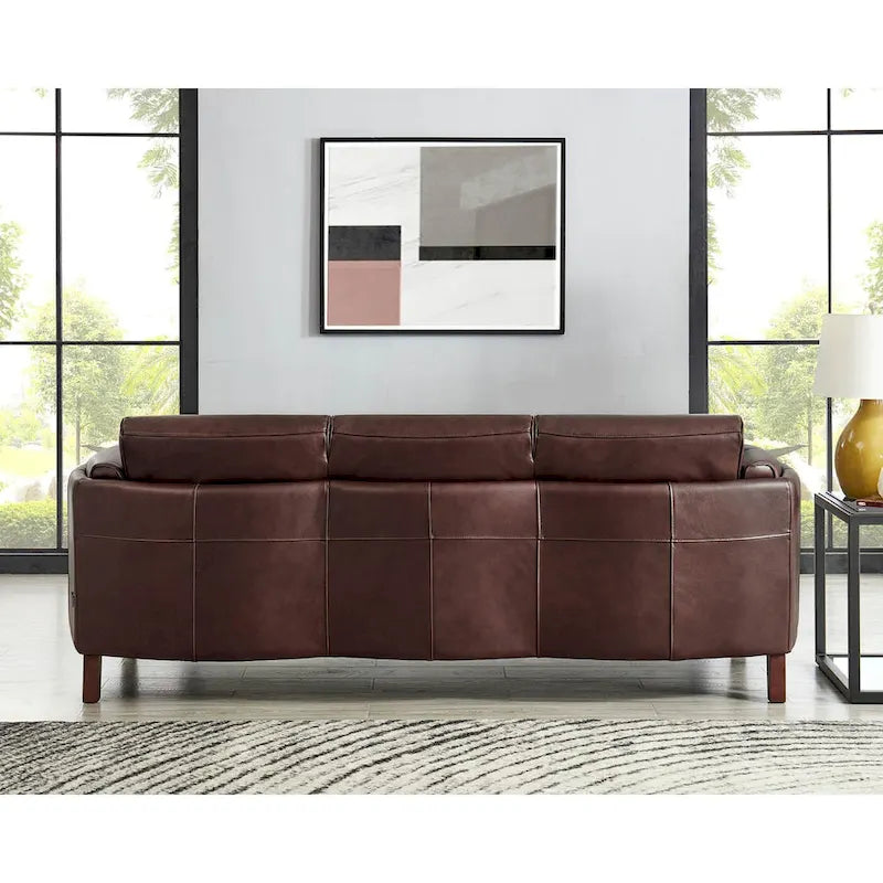 Hydeline Maui set van bank en loveseat van volnerfleer met veren, traagschuim en veren