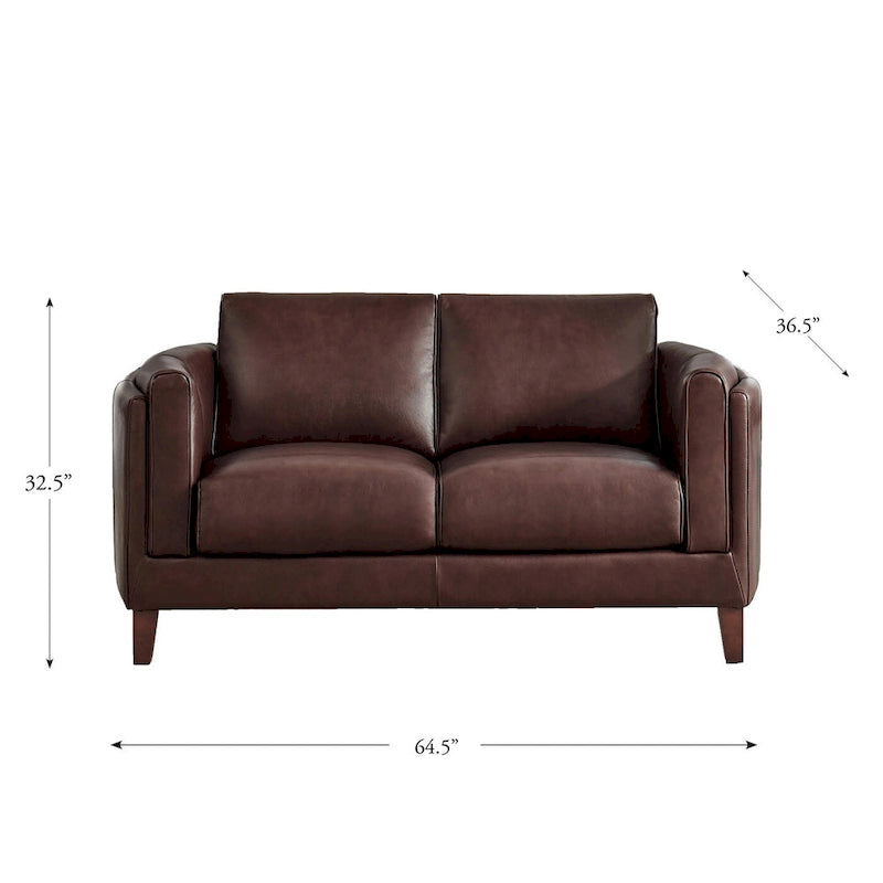 Hydeline Maui set van bank en loveseat van volnerfleer met veren, traagschuim en veren
