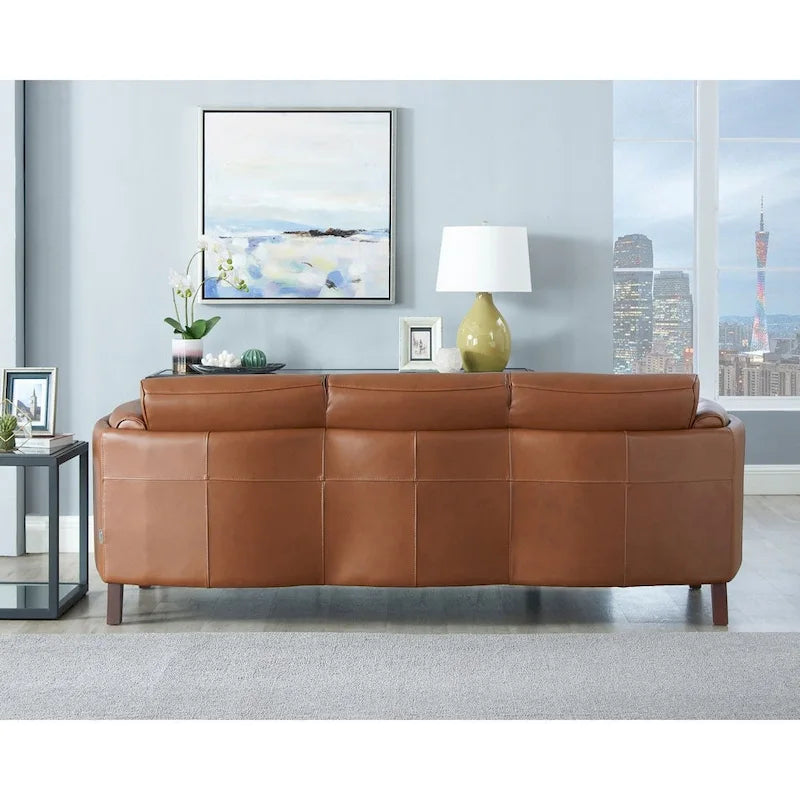 Hydeline Maui set van bank en loveseat van volnerfleer met veren, traagschuim en veren