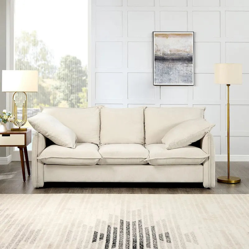 Mid-Century Modern 3-Seater Soft Sofa for Living Room, Apartment, Lounge, Bedroom