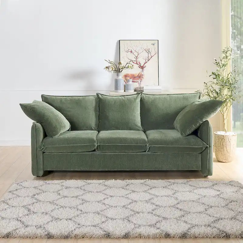 Mid-Century Modern 3-Seater Soft Sofa for Living Room, Apartment, Lounge, Bedroom