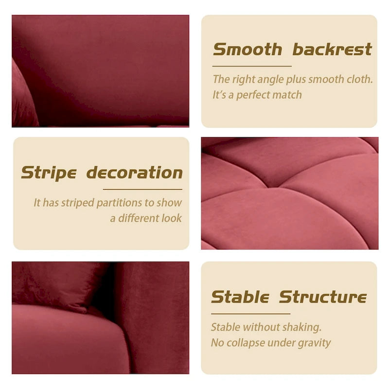 Mid-Century Modern 3-Seater Soft Sofa for Living Room, Apartment, Lounge, Bedroom