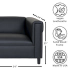 Coast to Coast Sofas loveseatbank in mid-century-modern stijl, van kunstleer, met massief houten frame en bekleding
