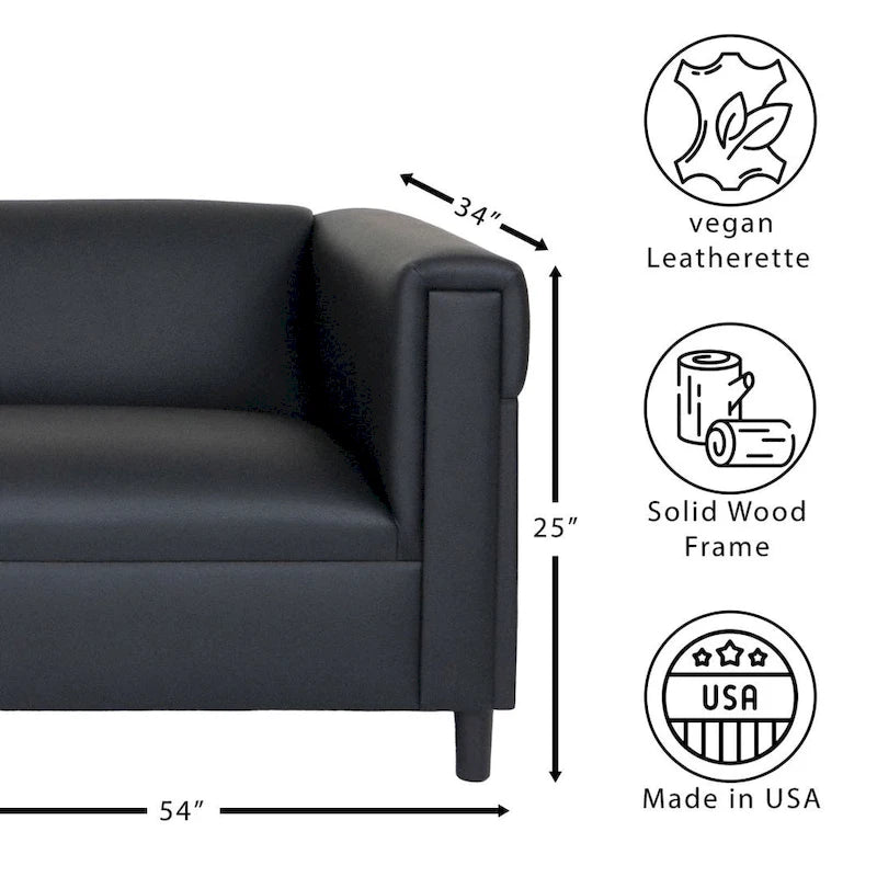 Coast to Coast Sofas loveseatbank in mid-century-modern stijl, van kunstleer, met massief houten frame en bekleding