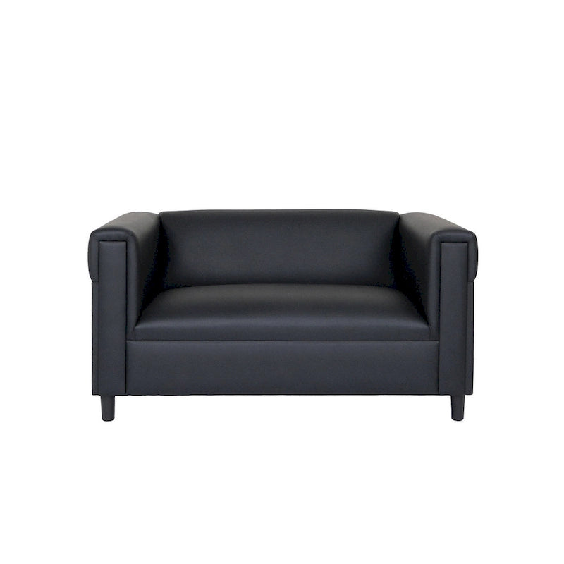 Coast to Coast Sofas loveseatbank in mid-century-modern stijl, van kunstleer, met massief houten frame en bekleding
