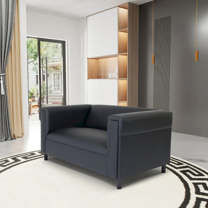 Coast to Coast Sofas loveseatbank in mid-century-modern stijl, van kunstleer, met massief houten frame en bekleding