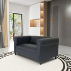 Coast to Coast Sofas loveseatbank in mid-century-modern stijl, van kunstleer, met massief houten frame en bekleding