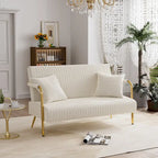 Gestoffeerde Ouyessir-tweezitsbank, bank met gecapitonneerde rugleuning, accentfauteuil met 2 kussens