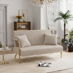 Gestoffeerde Ouyessir-tweezitsbank, bank met gecapitonneerde rugleuning, accentfauteuil met 2 kussens