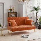 Gestoffeerde Ouyessir-tweezitsbank, bank met gecapitonneerde rugleuning, accentfauteuil met 2 kussens
