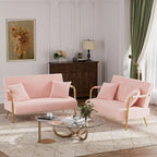 Gestoffeerde Ouyessir-tweezitsbank, bank met gecapitonneerde rugleuning, accentfauteuil met 2 kussens