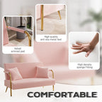 Gestoffeerde Ouyessir-tweezitsbank, bank met gecapitonneerde rugleuning, accentfauteuil met 2 kussens