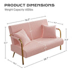 Gestoffeerde Ouyessir-tweezitsbank, bank met gecapitonneerde rugleuning, accentfauteuil met 2 kussens