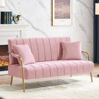 Gestoffeerde Ouyessir-tweezitsbank, bank met gecapitonneerde rugleuning, accentfauteuil met 2 kussens