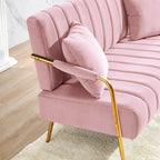 Gestoffeerde Ouyessir-tweezitsbank, bank met gecapitonneerde rugleuning, accentfauteuil met 2 kussens