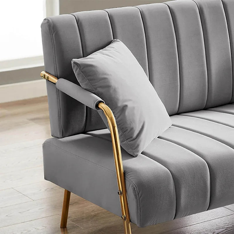 Gestoffeerde Ouyessir-tweezitsbank, bank met gecapitonneerde rugleuning, accentfauteuil met 2 kussens