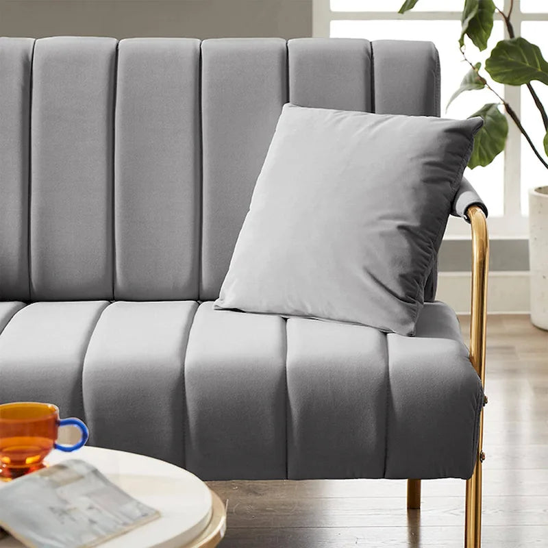 Gestoffeerde Ouyessir-tweezitsbank, bank met gecapitonneerde rugleuning, accentfauteuil met 2 kussens