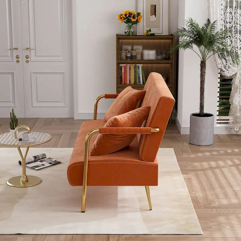 Gestoffeerde Ouyessir-tweezitsbank, bank met gecapitonneerde rugleuning, accentfauteuil met 2 kussens