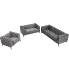 Set di divani in velluto da 3 pezzi (divano a tre posti/divanetto e poltrona singola)