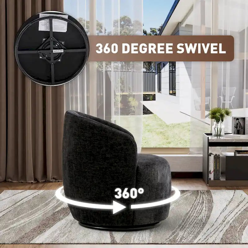 Ouyessir gepolsterte runde Akzent-Sofastühle aus Samt mit 360-Grad-Drehfunktion