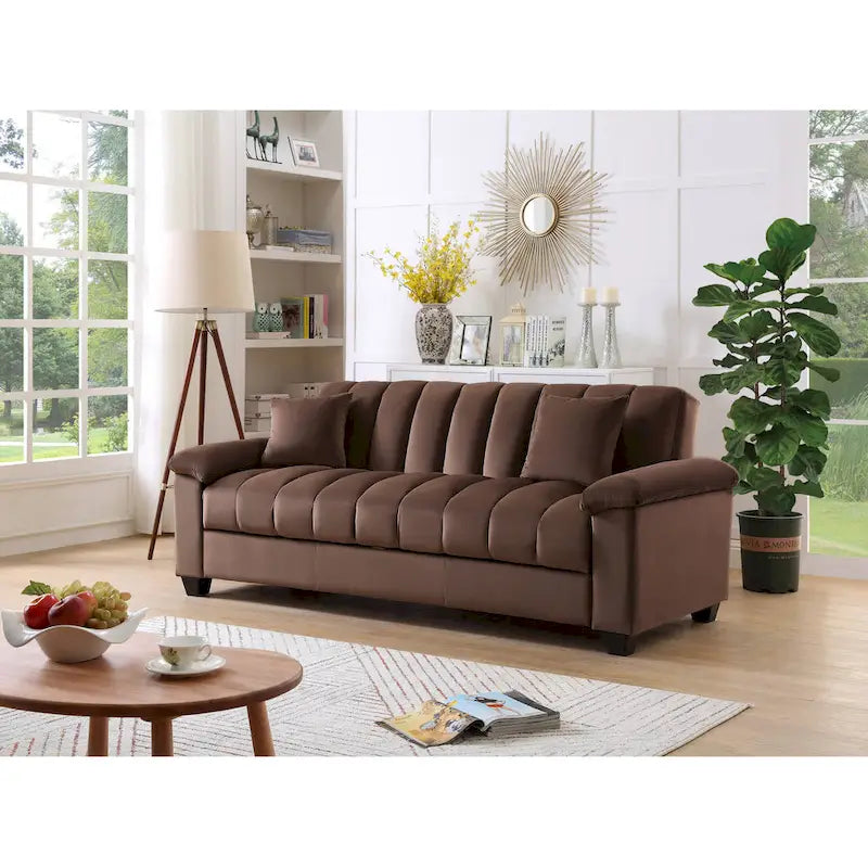 83 bequeme Schlafsofa-Bettkombination aus Samt mit Stauraum und Umwandlungsfunktion.