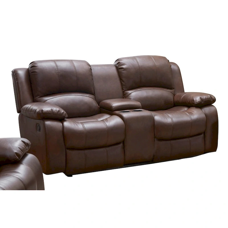 Vanity Art Bonded Leather Manual Reclining Storage Loveseat - N/A