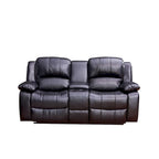 Vanity Art Bonded Leather Manual Reclining Storage Loveseat - N/A