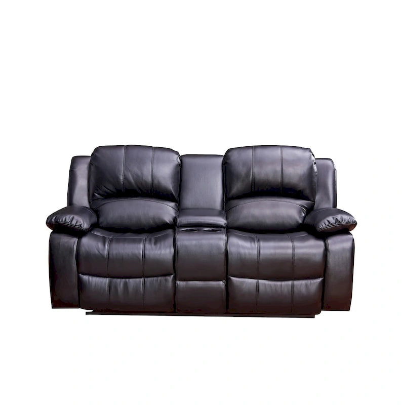 Vanity Art Bonded Leather Manual Reclining Storage Loveseat - N/A