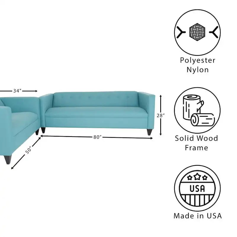 Współczesny zestaw sof Coast to Coast Sofas: sofa dwuosobowa i sofa, poliester, nylon, rama z litego drewna, tapicerowane