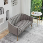 Set da soggiorno moderno SEYNAR in velluto imbottito, composto da 3 pezzi, con gambe dorate