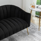 Set da soggiorno moderno SEYNAR in velluto imbottito, composto da 3 pezzi, con gambe dorate