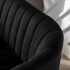 Set da soggiorno moderno SEYNAR in velluto imbottito, composto da 3 pezzi, con gambe dorate
