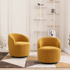 Poltrona girevole a botte imbottita in tessuto Teddy moderno Ouyessir (set di 2)