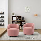 Poltrona girevole a botte imbottita in tessuto Teddy moderno Ouyessir (set di 2)