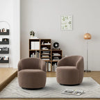 Poltrona girevole a botte imbottita in tessuto Teddy moderno Ouyessir (set di 2)