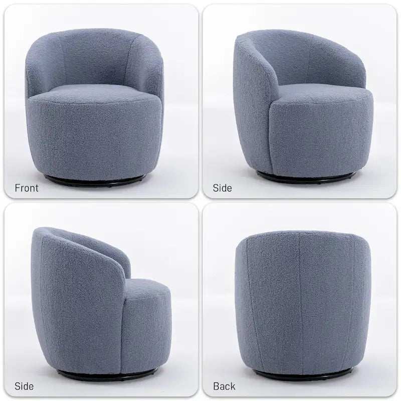 Poltrona girevole a botte imbottita in tessuto Teddy moderno Ouyessir (set di 2)