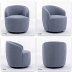 Poltrona girevole a botte imbottita in tessuto Teddy moderno Ouyessir (set di 2)