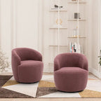 Poltrona girevole a botte imbottita in tessuto Teddy moderno Ouyessir (set di 2)
